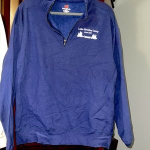 hanes nano 1/4 zip navy blue